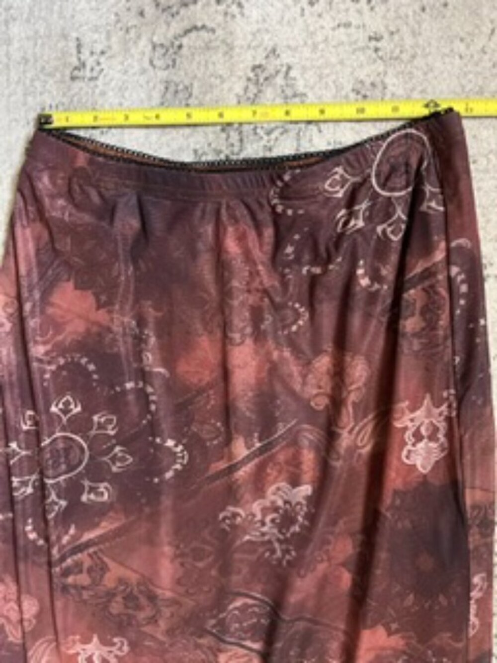 🧡3/$15 NWOT Mesh Floral Bohemian High Waisted Flowy Midi Skirt M - Picture 4 of 8